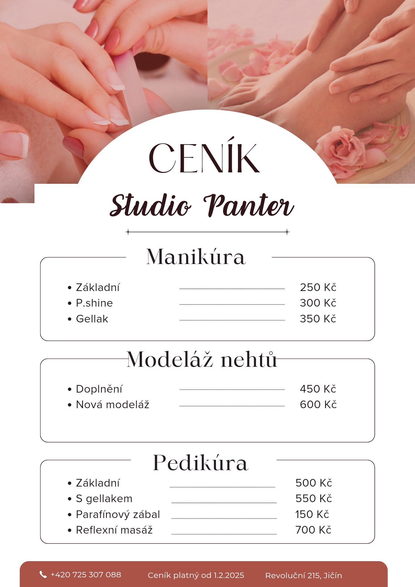 White and Pink Modern Price List Nail Salon Studio A4 Flyer_2025